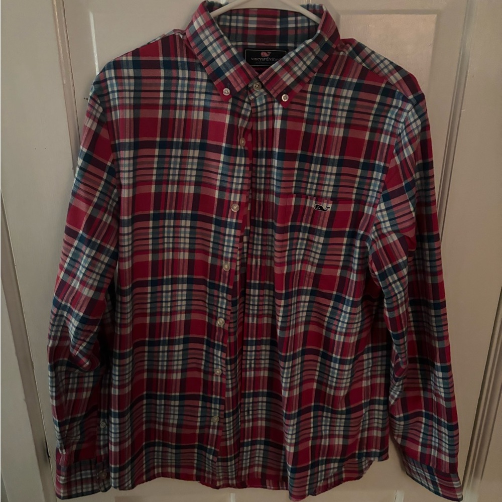 Vineyard Vines Red and Blue Casual Button Down Shirt